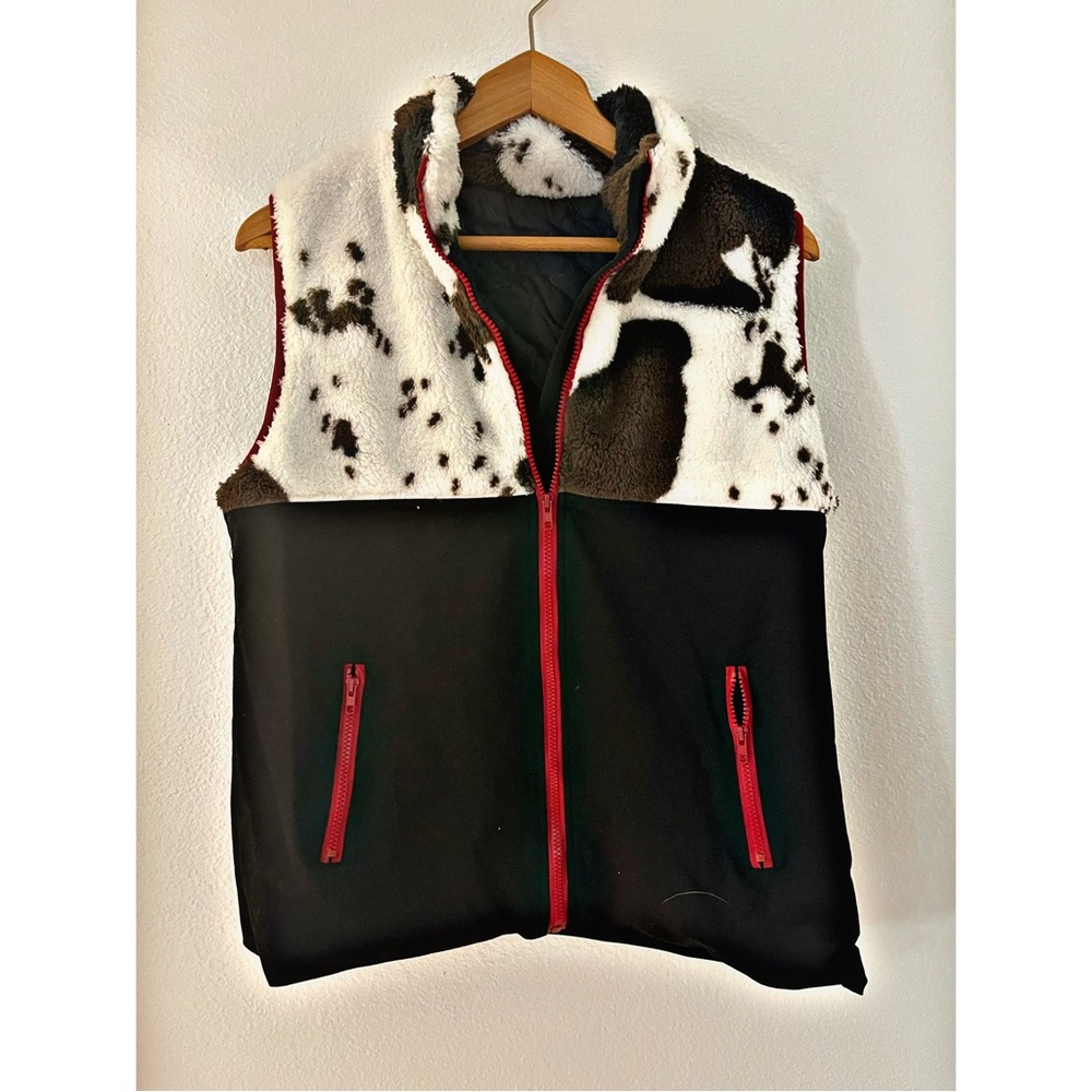 Cow print fleece vest